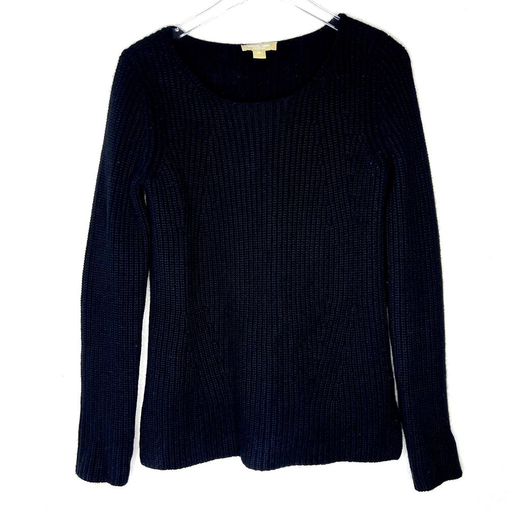 Michael Kors Collection 100% Cashmere Ribbed Knit Pullover Sweater XS Boat Neck